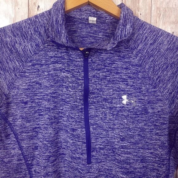 Under Armour Purple Heathered Half Zip Long Sleeve Top Size Small - Picture 4 of 5